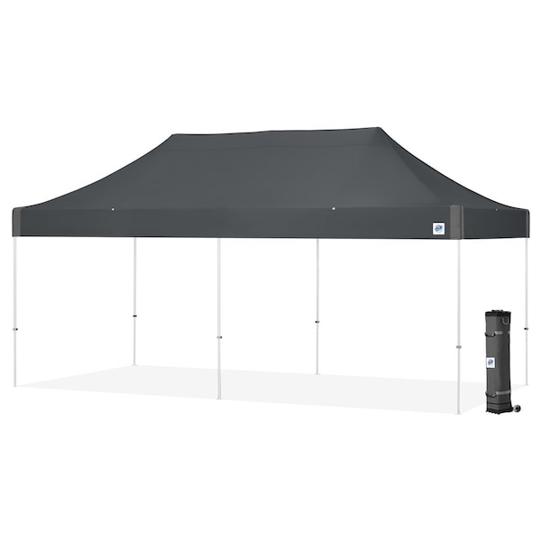 E-Z Up Vantage Shelter, 10' W x 20' L, White Steel Fame, Steel Gray Top VG3WH20SG - main